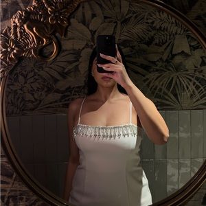 Revolve Cream Embellished Dress